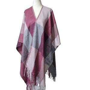 WOOLRICH fringed plaid blanket cape shawl wrap- OSFA, super soft!